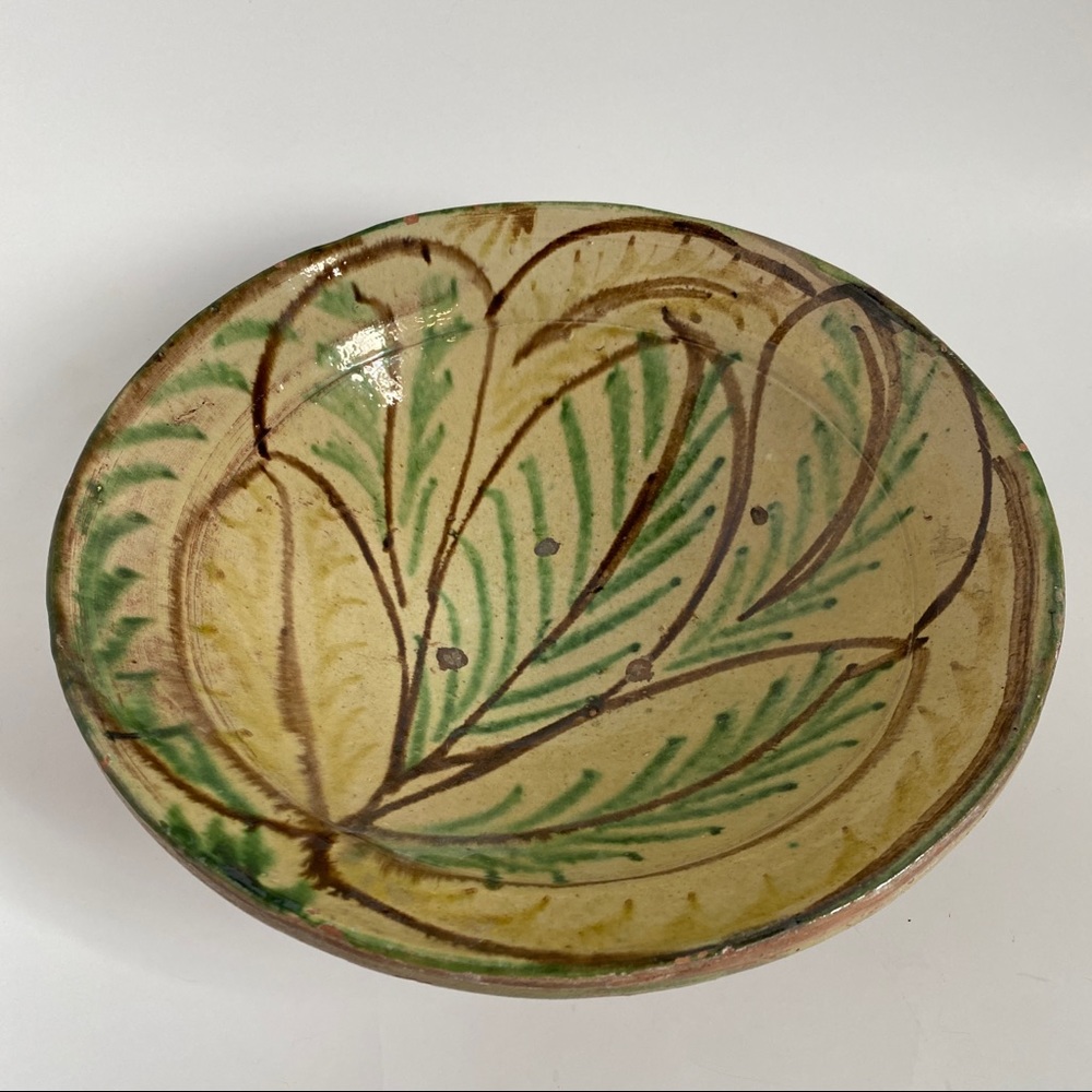 European Spanish/Portuguese Spatterware Majolica Bowl Ceramic Pottery Antique